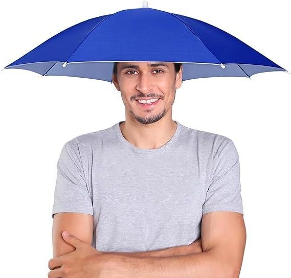 Umbrella Hat Elastic headband Umbrella Hats for Women Men Hands Free Umbrella for sun and rain with logo printing