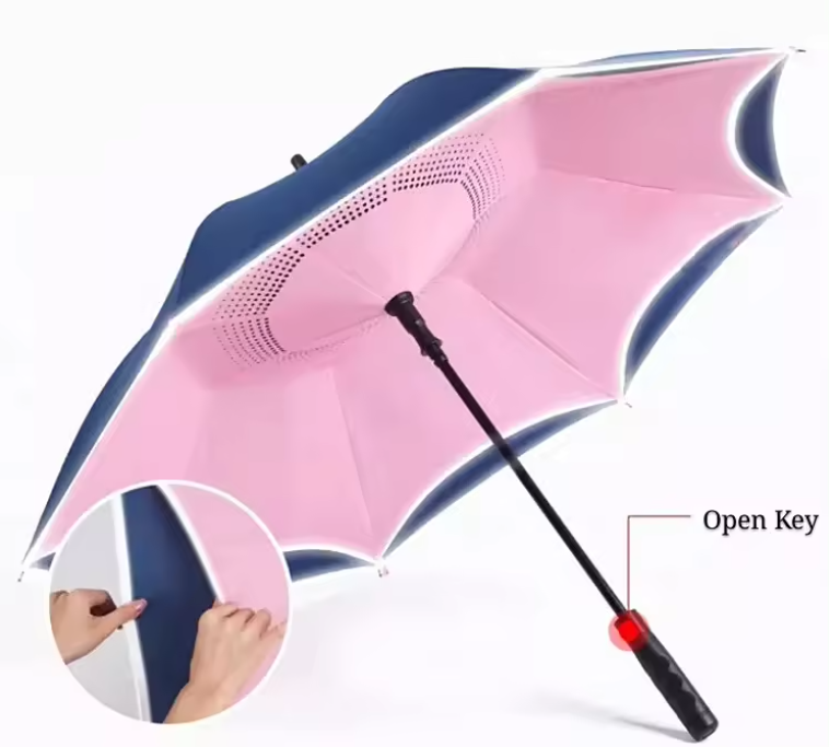 Sombrillas Straight Automatic Double Inverted Umbrella Reverse Umbrella Windproof For The Rain with Custom logo