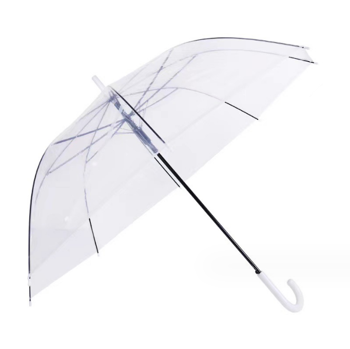 Custom logo novedades 21inch poe transparent bridal straight clear umbrella for this rain