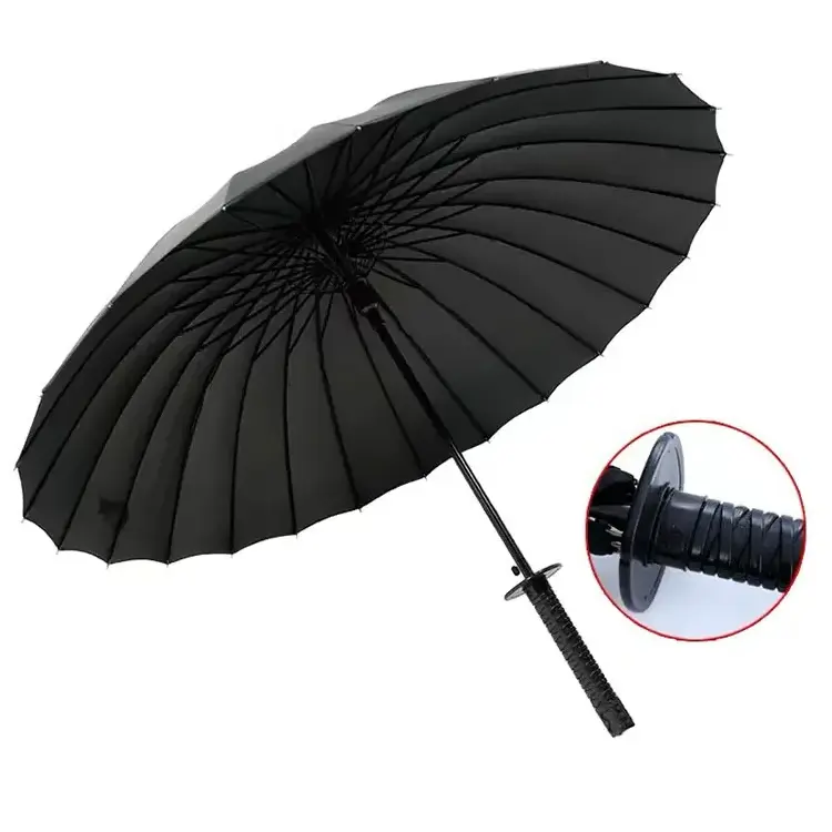 Wholesale High Quality Custom Promotion 8k/16k/24k Japanese Samurai Sword Long Handle Umbrella