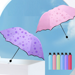 Smart Modern Design Magic Umbrella 3-Fold Anti-UV Water Bloom Portable Travel Adult Girl Umbrella Manual Control