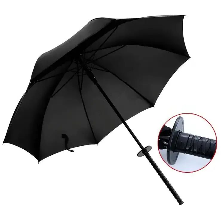 Wholesale High Quality Custom Promotion 8k/16k/24k Japanese Samurai Sword Long Handle Umbrella