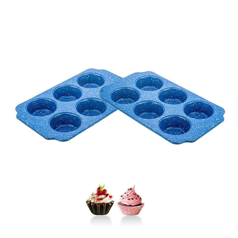 XINZE Heavy Gauge Easy Grip Hande Eco-Friendly Non-Stick 6 Cup Cavity Muffin Cup Cake Baking Sheet Tray Pan