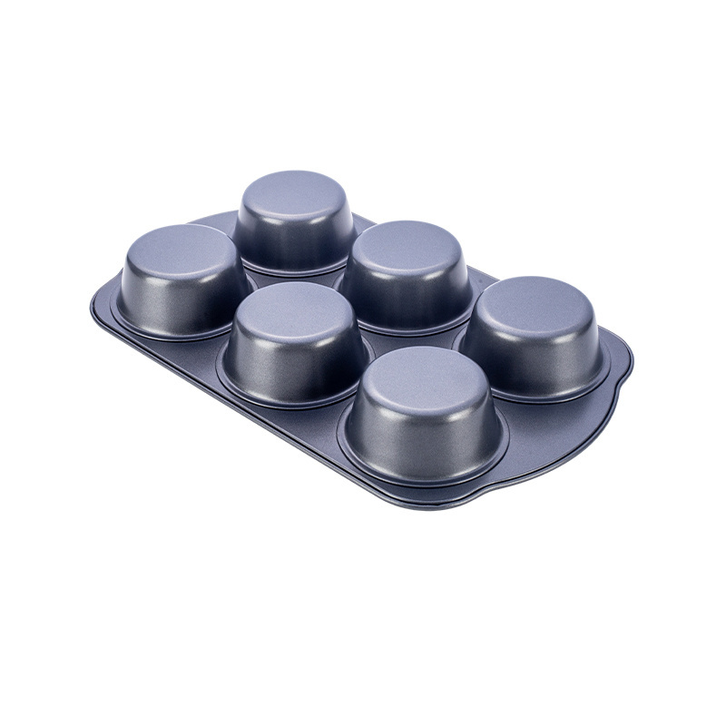 XINZE Household Restaurant Dining Room Non-Stick Muffin Cake Baking Oven Pan Cookie Tray Cup Cake Mold 6 Cubes Muffin Tins