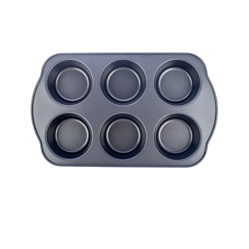 XINZE Household Restaurant Dining Room Non-Stick Muffin Cake Baking Oven Pan Cookie Tray Cup Cake Mold 6 Cubes Muffin Tins