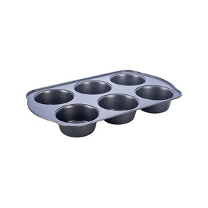 XINZE Household Restaurant Dining Room Non-Stick Muffin Cake Baking Oven Pan Cookie Tray Cup Cake Mold 6 Cubes Muffin Tins