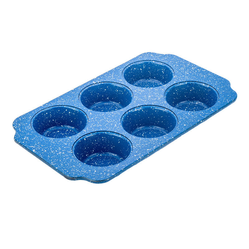 XINZE Bakeware High Quality Non-Stick Carbon Steel Cake Mold 6 Cups Round Muffin Cake Baking Tray Pan For Oven