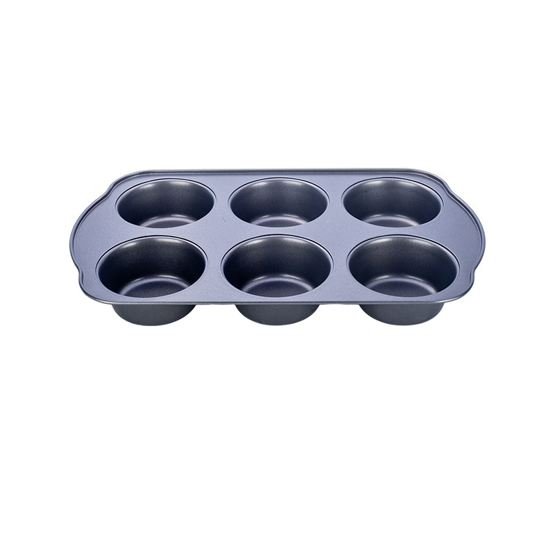 XINZE Household Restaurant Dining Room Non-Stick Muffin Cake Baking Oven Pan Cookie Tray Cup Cake Mold 6 Cubes Muffin Tins