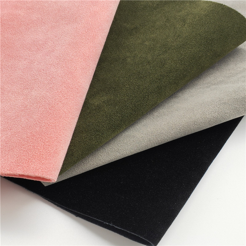 Factory direct Suede Fabric Cow Suede Flocking PU Leather With Imitation Cotton Backing for shoes upper bags cover accessories