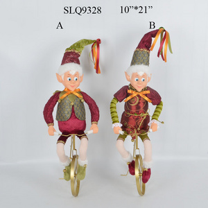 Wholesale plush elf ride a bike christmas elf legs for decorations