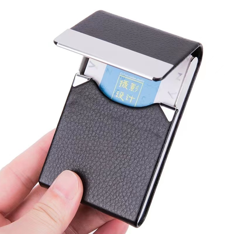 NEW Design Stock Metal Stainless Steel Mens Rfid Blocking Leather Aluminium Alloy Wallet Business Card Holder