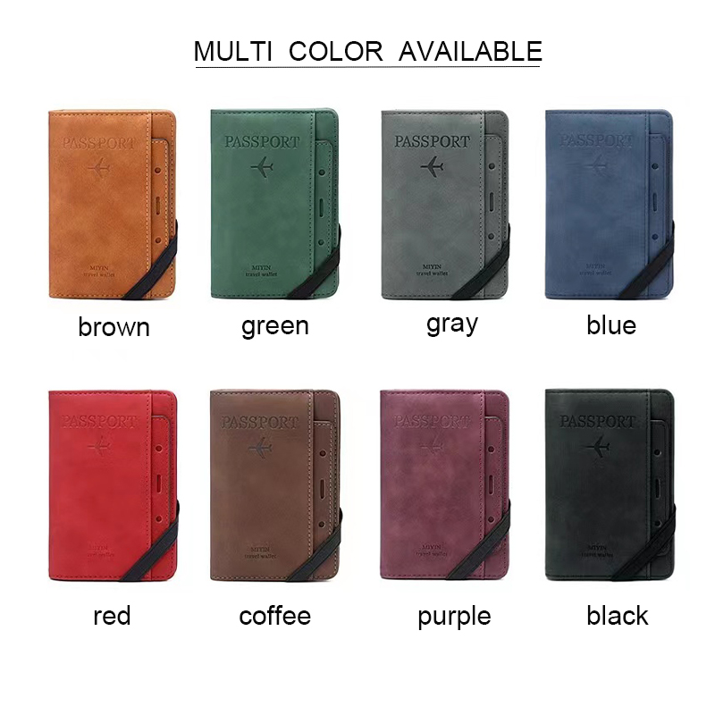 Factory Direct Wholesale Certificate Bags Pu Leather RFID Blocking Travel Passport Wallet and Card Holder Set