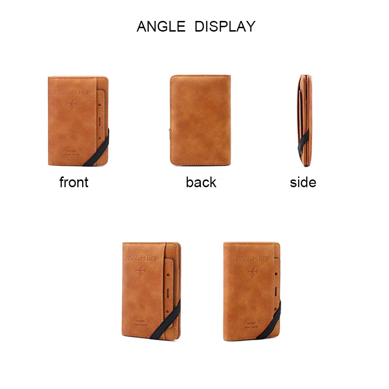 Factory Direct Wholesale Certificate Bags Pu Leather RFID Blocking Travel Passport Wallet and Card Holder Set