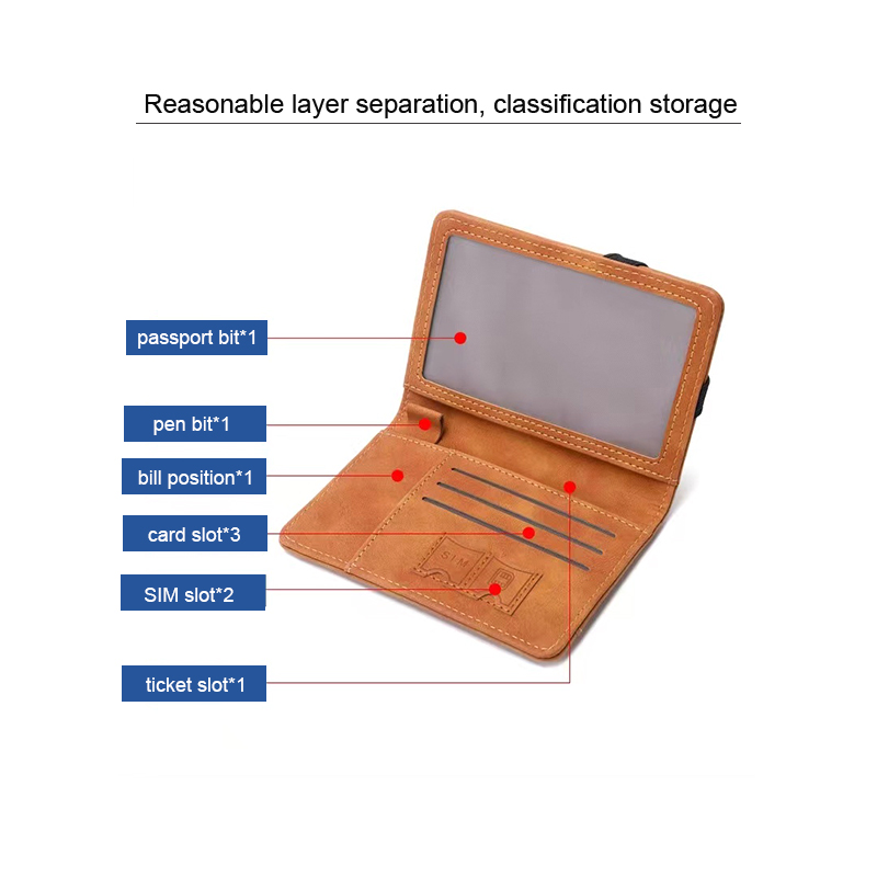 Factory Direct Wholesale Certificate Bags Pu Leather RFID Blocking Travel Passport Wallet and Card Holder Set