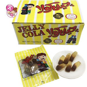 Factory wholesale hot selling candy cola flavor jelly children's cartoon gradient color bottle sugar halal gummy ball candy