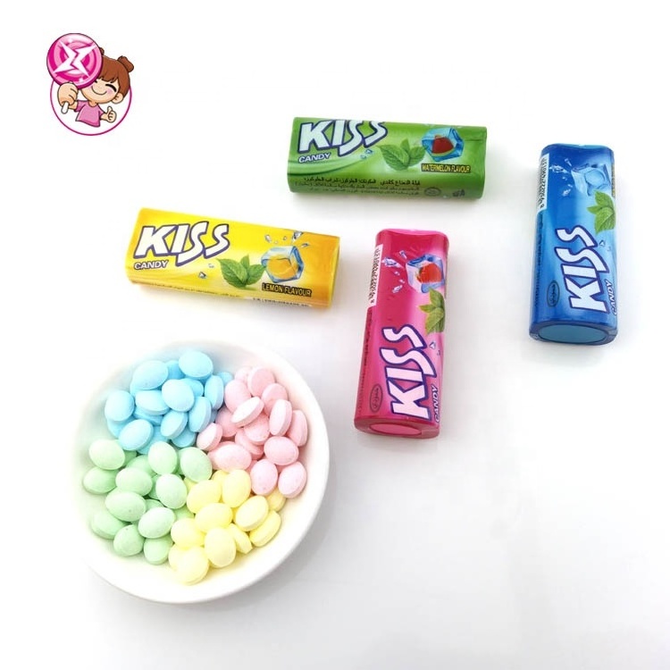 Hot Sale Halal Fruity Flavors Mint Kiss Tablet Candy Fresh Breath Mouth Candy Pressed Candy For India Market