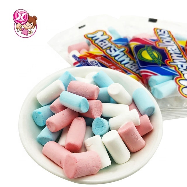 Factory wholesale hot halal Asian candy Small chalk shape children's fruit flavored fudge color mini marshmallows