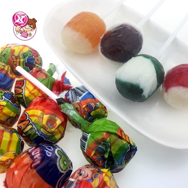 Factory wholesale high quality candy fruit flavor lollipop custom color packaging Big bom filled with hard candy sweet lollipop