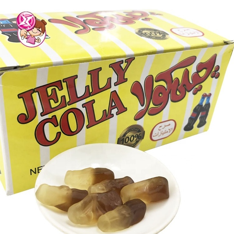 Factory wholesale hot selling candy cola flavor jelly children's cartoon gradient color bottle sugar halal gummy ball candy