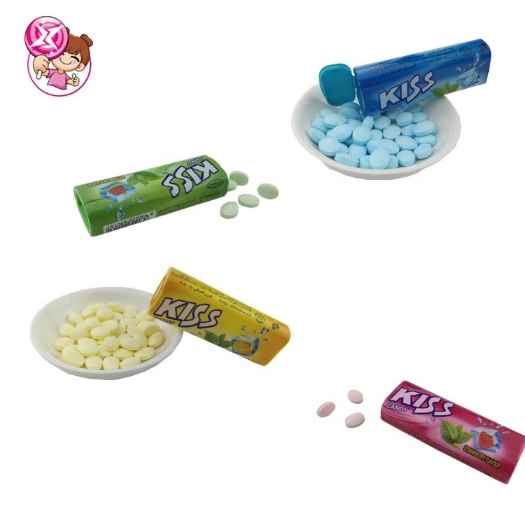 Hot Sale Halal Fruity Flavors Mint Kiss Tablet Candy Fresh Breath Mouth Candy Pressed Candy For India Market