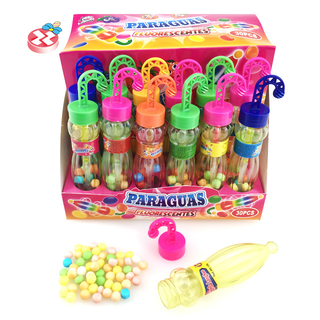 Factory wholesale hot selling candy New children's toys Color umbrella shape transparent bottle fruit flavor hard candy