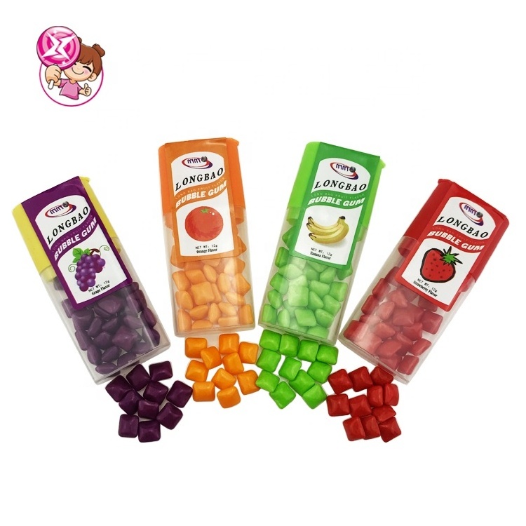 Hot sale longbao strawberry orange grape banana assorted fruity chewing gum