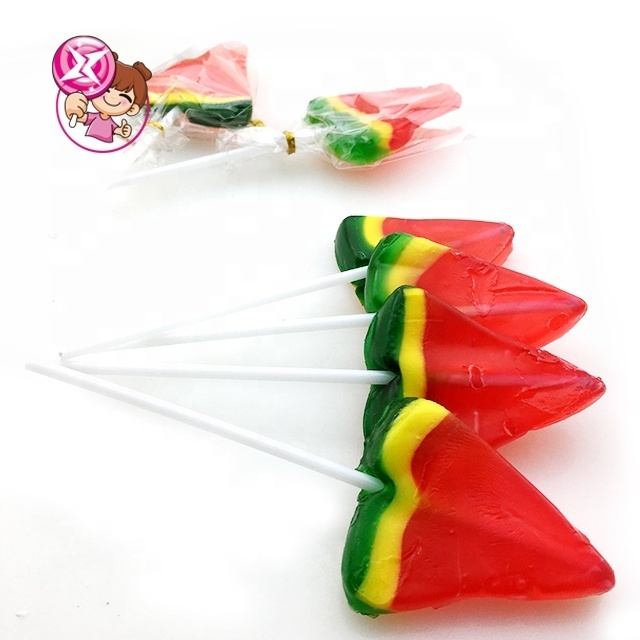 Halal Hot Selling Colorful Fruit Flavor Handmade Watermelon Shape Fruit Lollipop For  Middle East Market