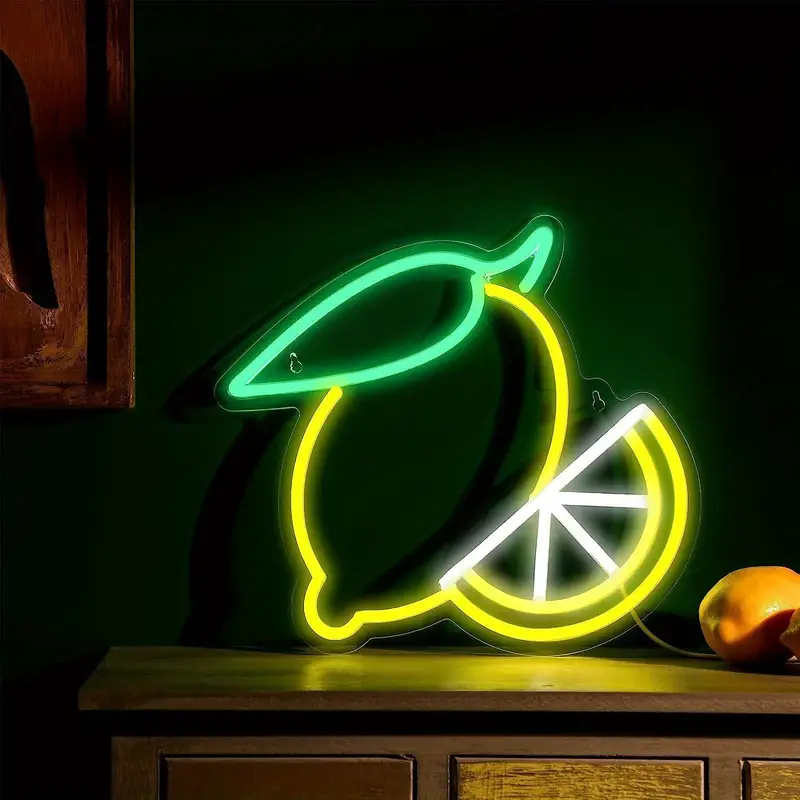 1pc Lemon Neon Sign - Cute Fruit Shape 11.81 X11.65 Inches LED Wall Art Light for Room, Bedroom, Birthday Party, Bar Decor