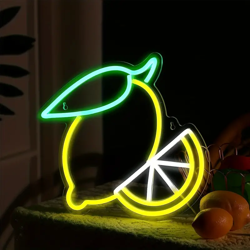 1pc Lemon Neon Sign - Cute Fruit Shape 11.81 X11.65 Inches LED Wall Art Light for Room, Bedroom, Birthday Party, Bar Decor