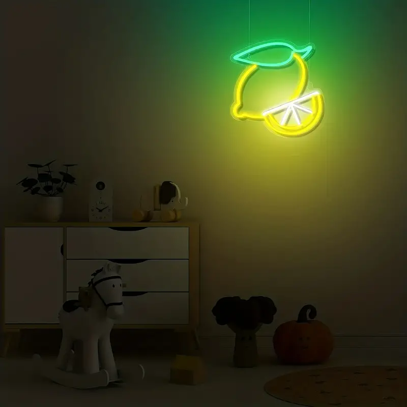 1pc Lemon Neon Sign - Cute Fruit Shape 11.81 X11.65 Inches LED Wall Art Light for Room, Bedroom, Birthday Party, Bar Decor