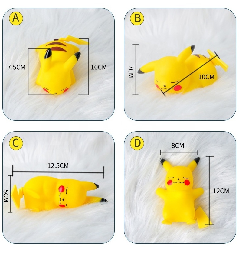 Hot Sale PVC Anime Figure Toy Pikachu Action Figure Bedroom Sleep Night Light Birthday Gift Battery Operated Children Nightlight