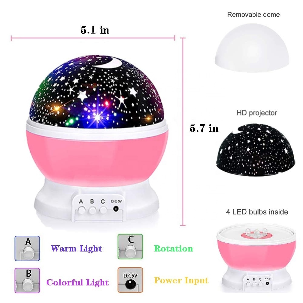 Romantic Starry LED Night Light Galaxies Projector Lamp Rotating Projector Atmosphere Light