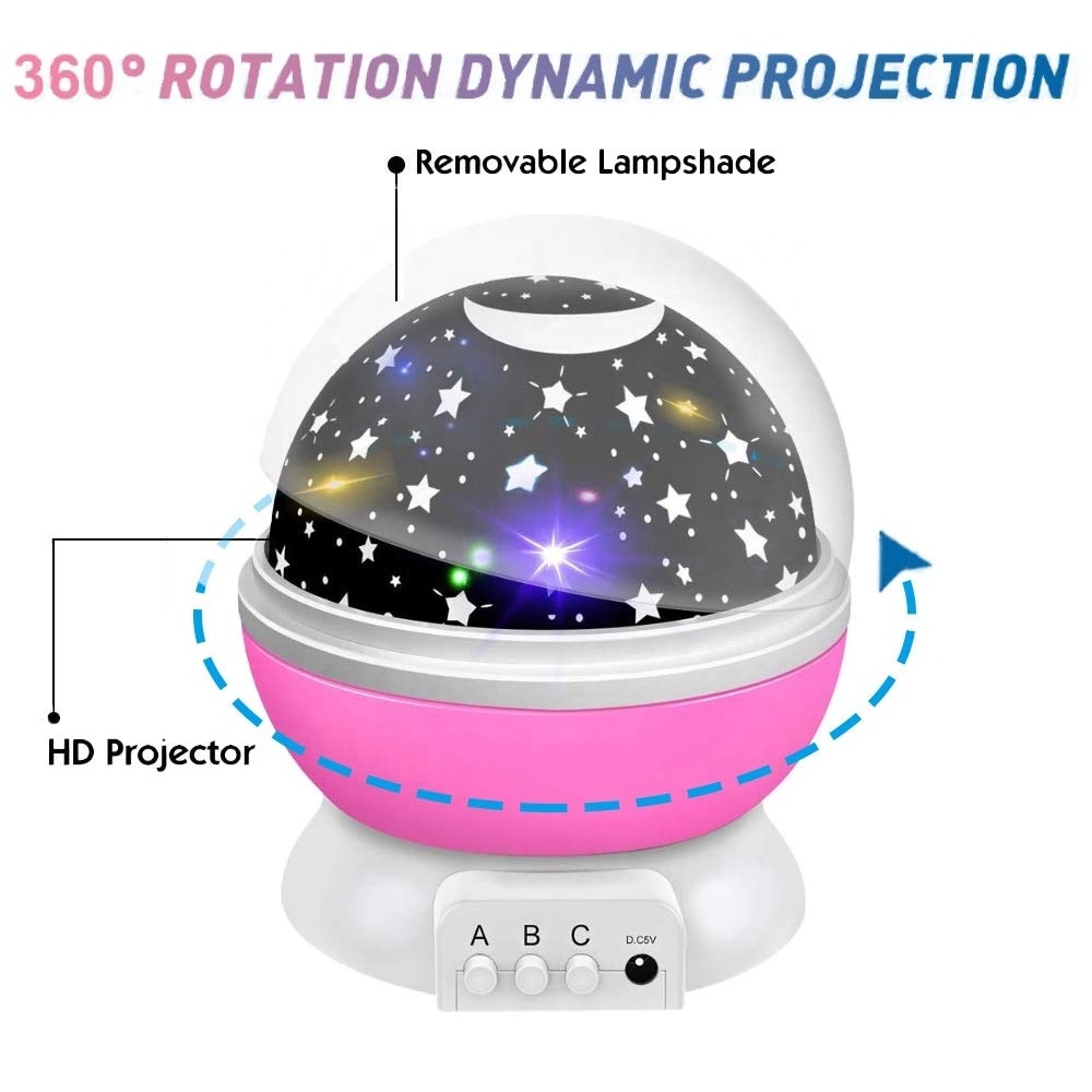 Romantic Starry LED Night Light Galaxies Projector Lamp Rotating Projector Atmosphere Light