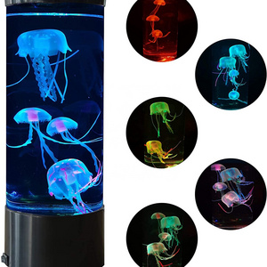 Jelly Fish Tank Aquarium Mood Lamp Color Changing LED Jellyfish Lava Lamp Round Gifts for All Holiday