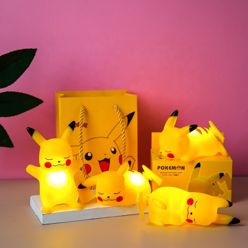 Battery Operated Baby Night Light Toys Gifts PVC Cartoon LED Baby Lamp Pikachu Sleeping Light