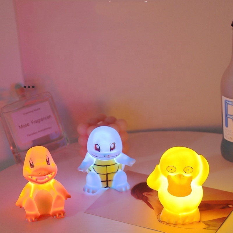 Portable Nursery Battery Powered Animal Night Lights for Baby Cute Anime Lights Pikachu Turtle Dragon Duck Night Light