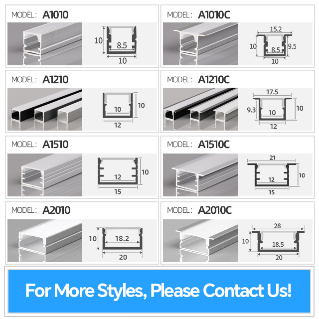 A1707C Extrusion Led Aluminum Channel wirh Diffuser Recessed Aluminum Profile for Led Strip Light