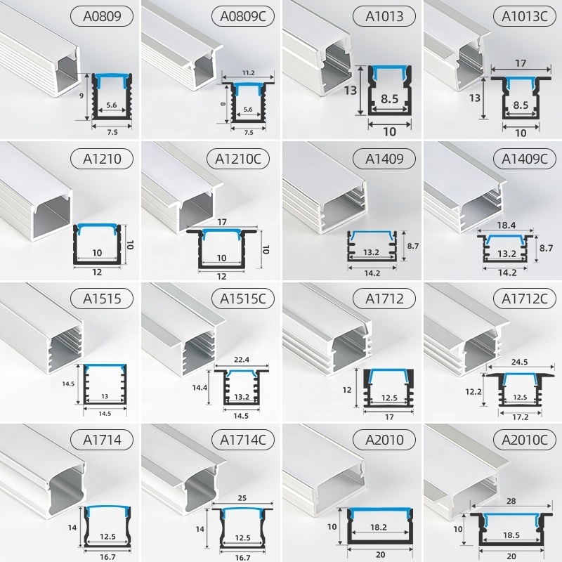 Custom Led Strip Light Aluminium Profile 17*7mm Recessed led Profile Aluminum Channel Diffuser White Black