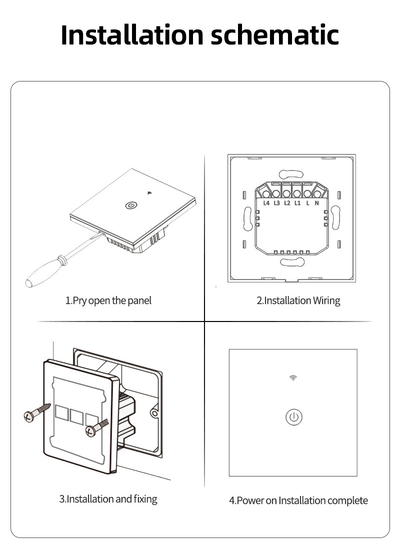 Tuya WIFI 3 Gang Tuya Smart Switch Light Alexa Voice Control Touch Glass Wall Wireless Electrical Switch