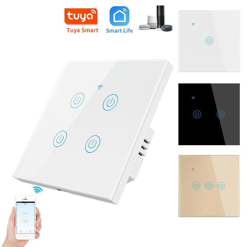 XZJ 1/2/3/4 gang Smart home Voice Remote Control Glass Touch Wall Light Wifi Tuya Smart Switch