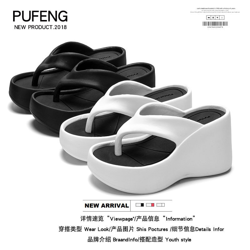 Platform slippers women's fashion beach shoes wedge flip-flops platform shoes women's summer high-heeled flip-flops wholesale