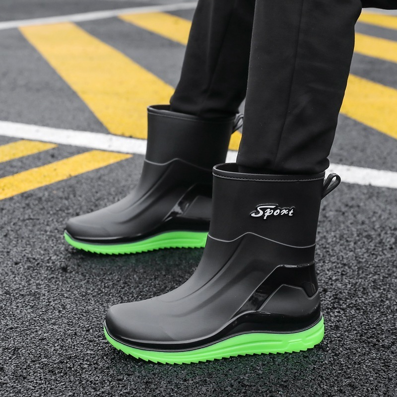 European and American rain shoes men's non-slip rain boots warm rubber shoes car wash overshoes waterproof shoes