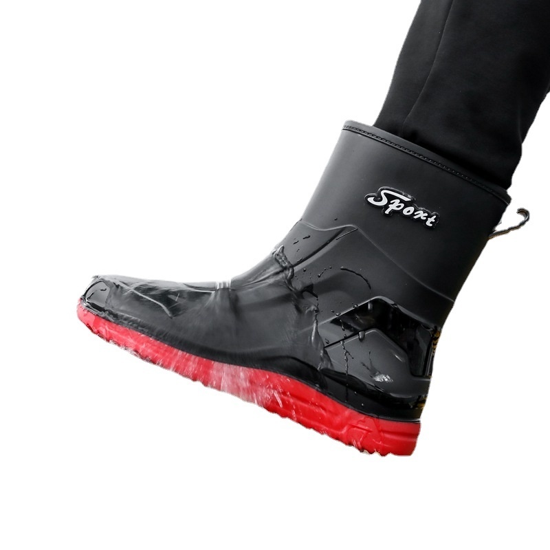 European and American rain shoes men's non-slip rain boots warm rubber shoes car wash overshoes waterproof shoes