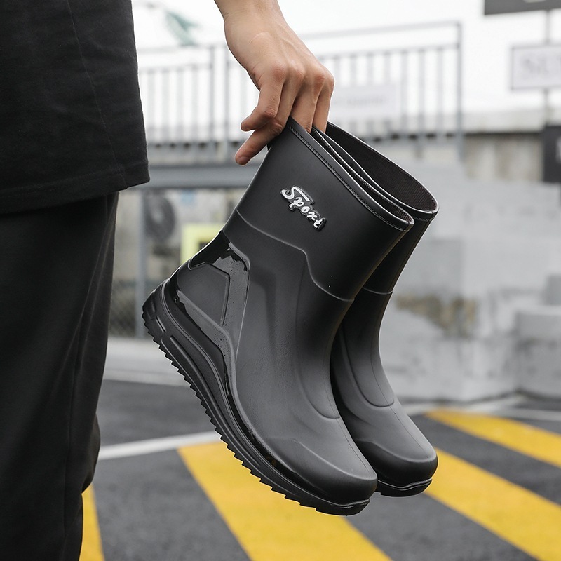 European and American rain shoes men's non-slip rain boots warm rubber shoes car wash overshoes waterproof shoes