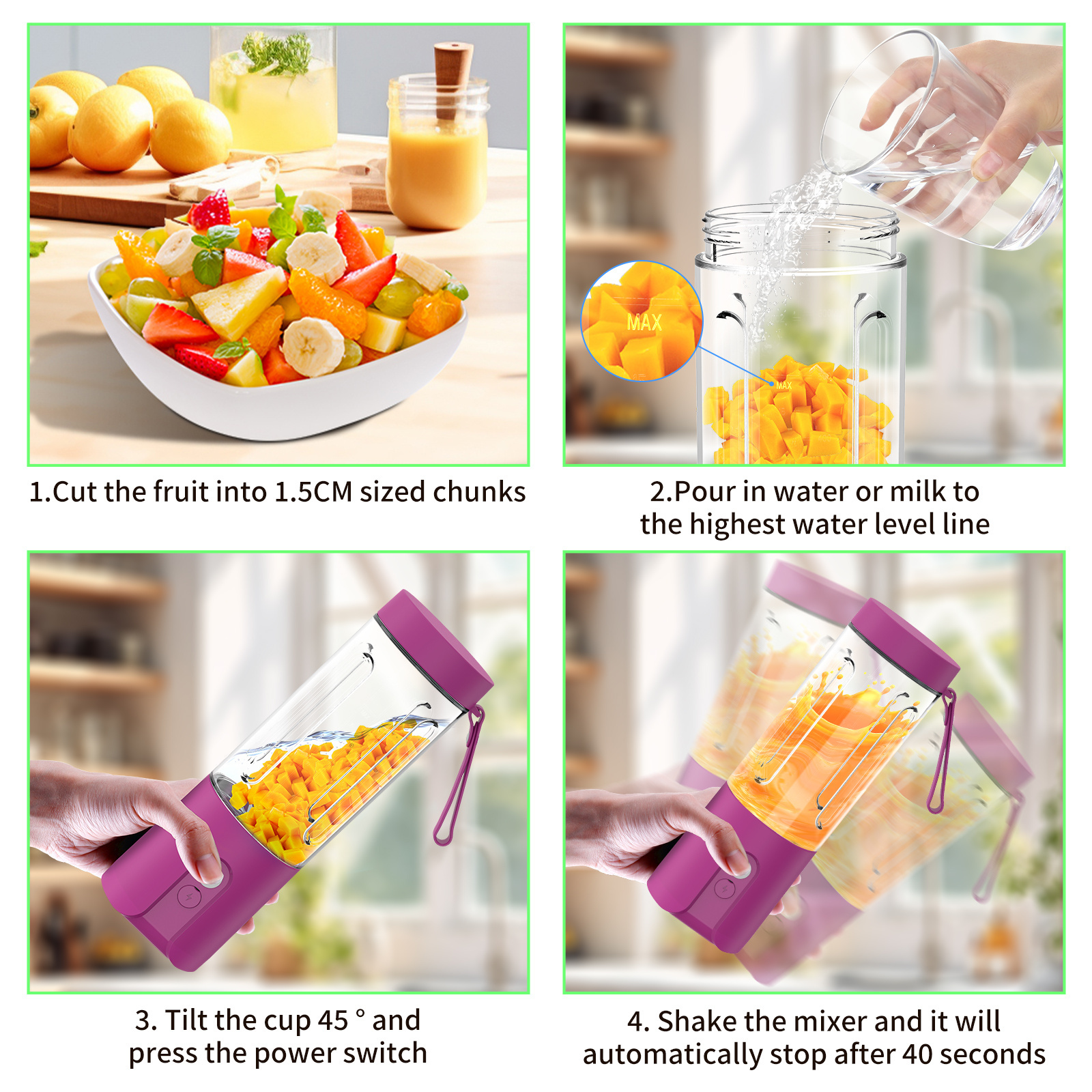 Custom Usb Personal Mini Juicer  Cup Portable Juicer Blender for  Travel Water Bottles Six  Blades Mini Home USB Juicer Cup