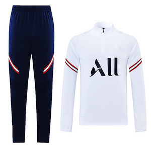 White Maillot de football sweater tracksuit 2021-2022 Messi Mbappe soccer sweater training suit