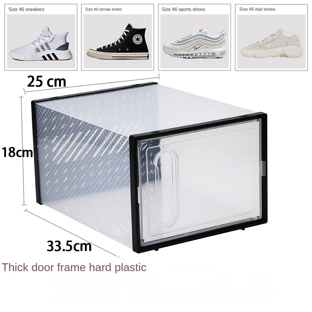 Plastic collapsible shoe box organizer women's model living room household black large covered magnetic shoe box