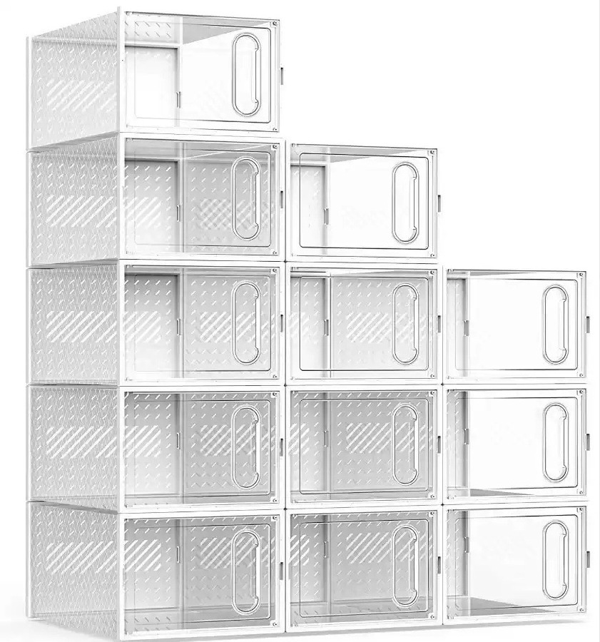 Large Under Bed Shoe Organizers Storage Boxes for Closet Clear plastic stackable shoe box