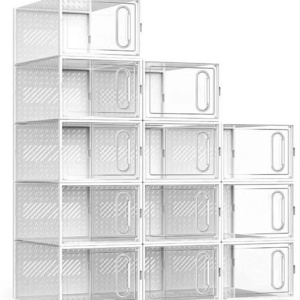 Large Under Bed Shoe Organizers Storage Boxes for Closet Clear plastic stackable shoe box