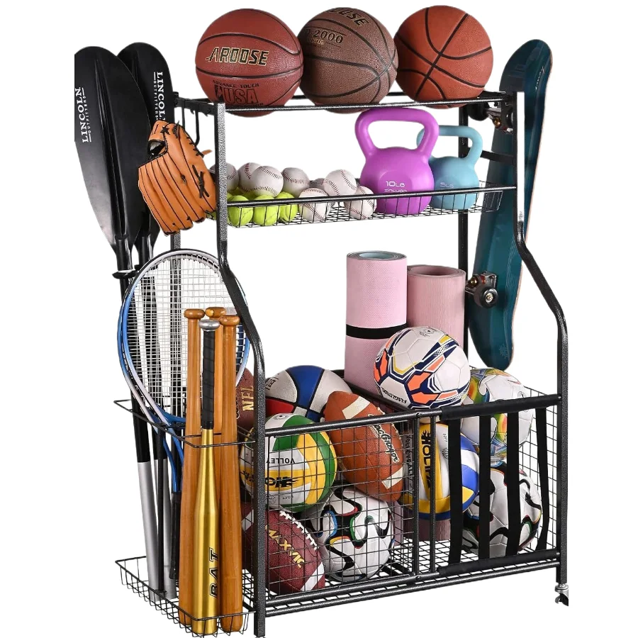 Rolling Ball Cart for Sports and Fitness Equipment Sports Ball Storage Sports Equipment Organizer